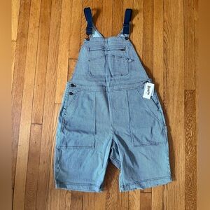 Duluth Trading Co Blue Striped Women's Overall Shorts NWT